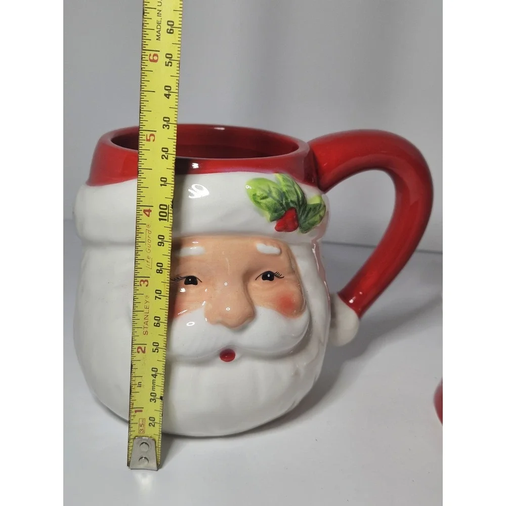 Pier 1 Santa Mrs Claus Ceramic Mug Set Christmas Retired Large Hand Painted Cups